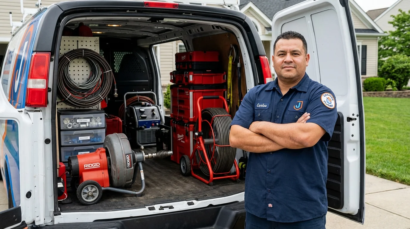 Professional drain cleaning equipment and Johns Plumbing LLC plumber in De Leon Springs