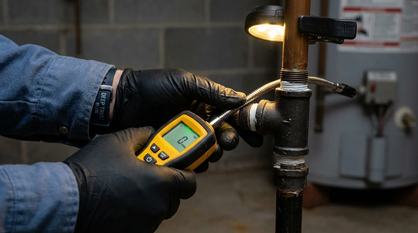 Gas leak detection with electronic sniffer by Johns Plumbing LLC in De Leon Springs